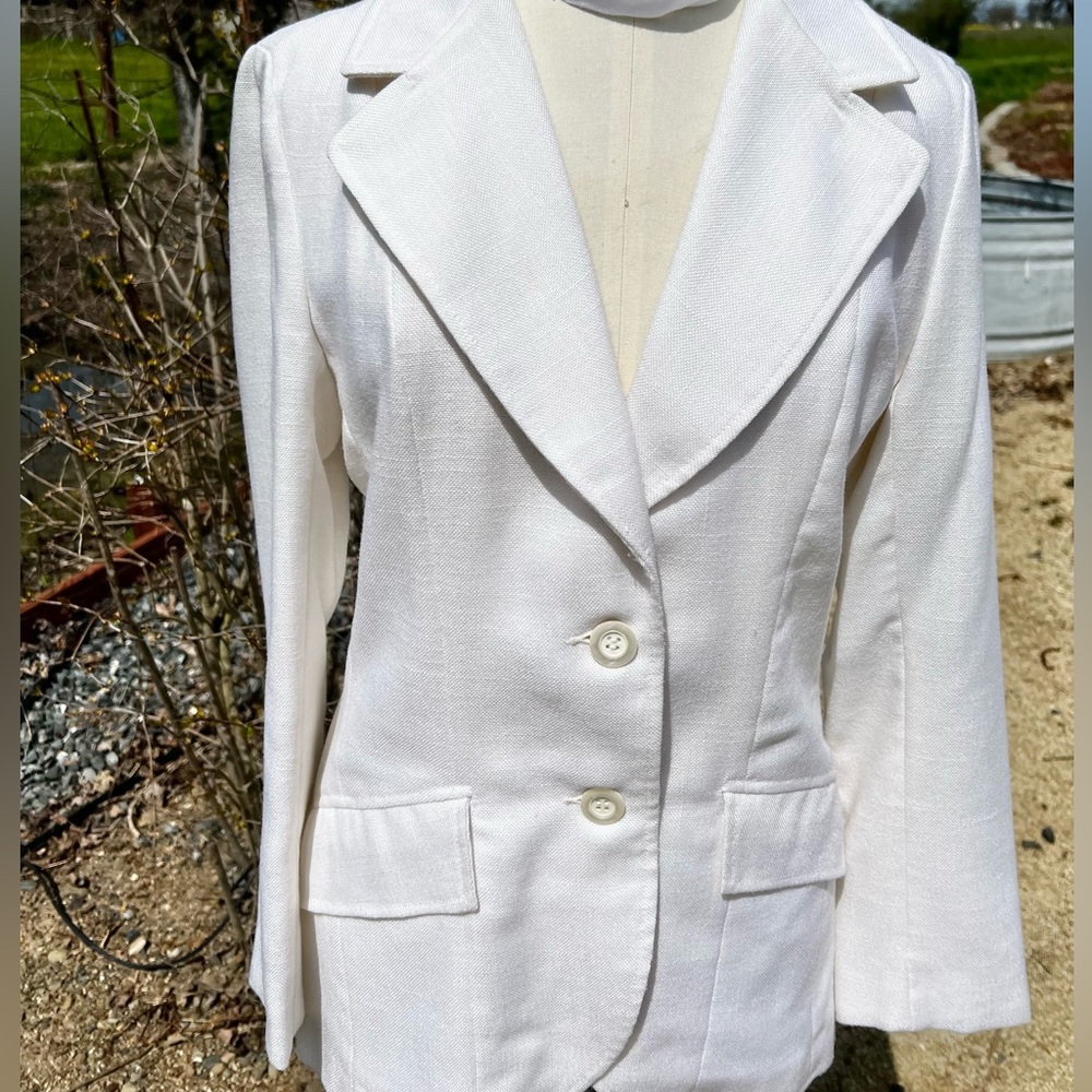 🛍️Vintage I Magnin Jacket Blazer White Linen Blend
